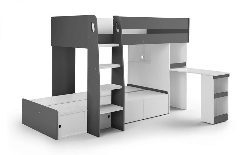 Eclipse Bunk Bed - White / Charcoal